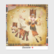 Golden Greta and Her Grizzly Art Stickers