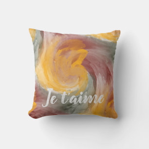 Golden Grey Je Taime Abstract Cushion
