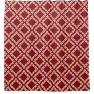 Golden grid geometric seamless pattern in oriental shower curtain