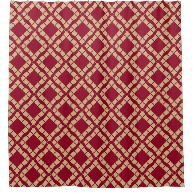 Golden grid geometric seamless pattern in oriental shower curtain (Front)