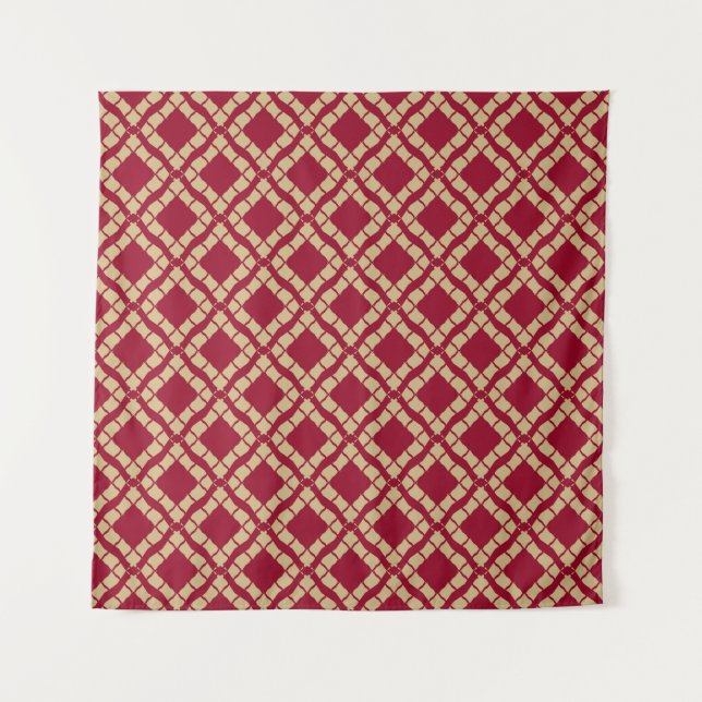 Golden grid geometric seamless pattern in oriental tapestry (Front)