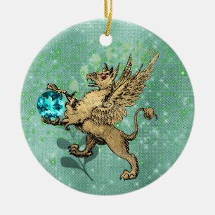 Golden Griffin Ceramic Ornament