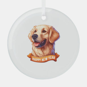 Golden Grin Tongue Out for a Happy New Year! Class Glass Tree Decoration