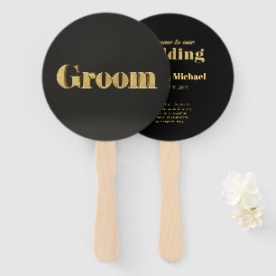 Golden Groom Wedding Hand Fan