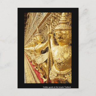 Golden guada at the temple Thailand. Postcard