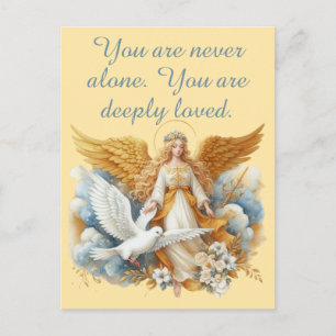 Golden Guardian Angel With White Bird Postcard