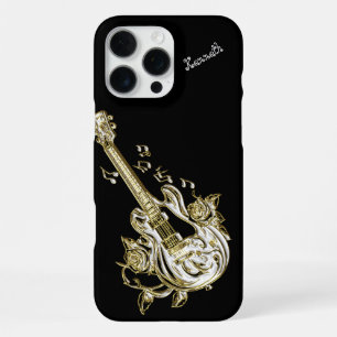 Golden Guitar Creates Radiant Harmony iPhone 16 Pro Max Case