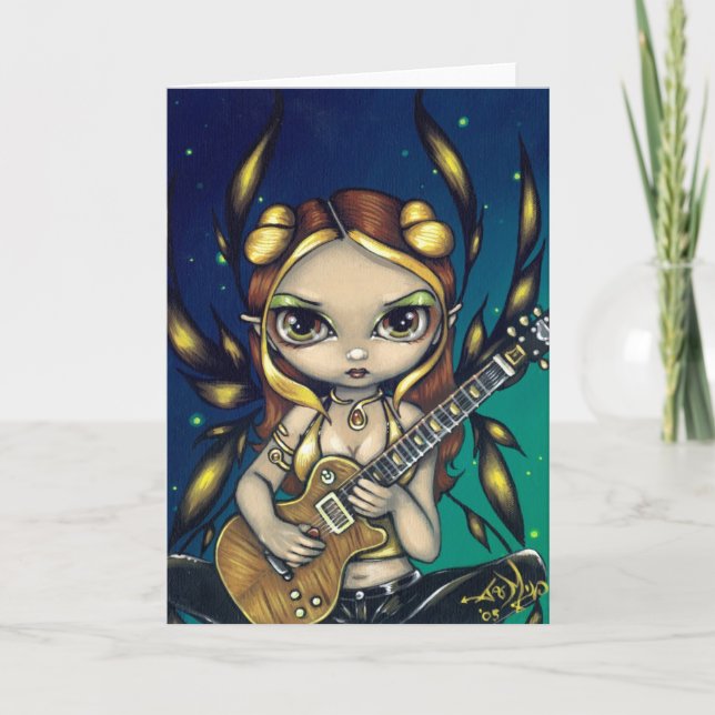 "Golden Guitar Fairy" Greeting Card (Front)