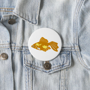 Golden Guppy Fish Cute Tropical Aquarium Fish 7.5 Cm Round Badge