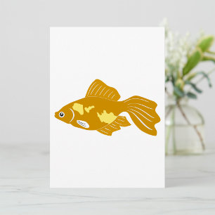 Golden Guppy Fish Cute Tropical Aquarium Fish  Invitation