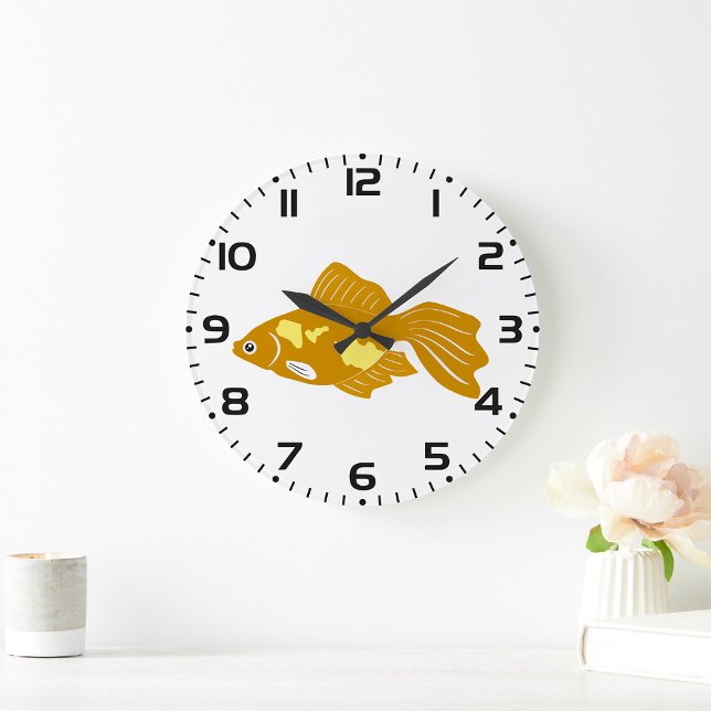 Golden Guppy Fish Cute Tropical Aquarium Fish  Large Clock (Creator Uploaded)