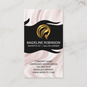 Golden Hair Logo Silk Drapery Business Card