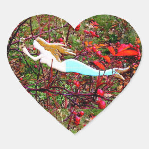 golden hair mermaid heart sticker