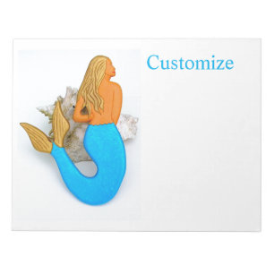 golden hair mermaid notepad