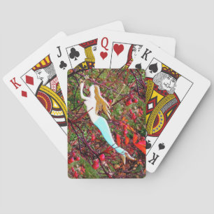 golden hair mermaid playing cards