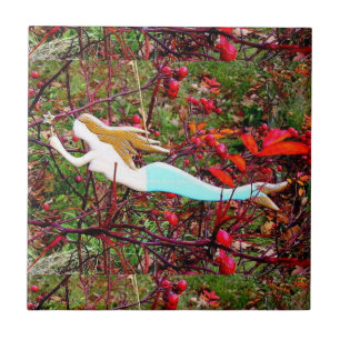 golden hair mermaid tile