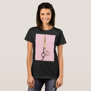 Golden Hair Stylist Scissors Beauty Salon Hairdres T-Shirt