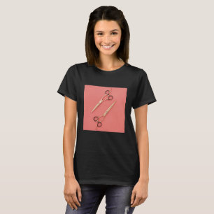 Golden Hair Stylist Scissors Beauty Salon Hairdres T-Shirt