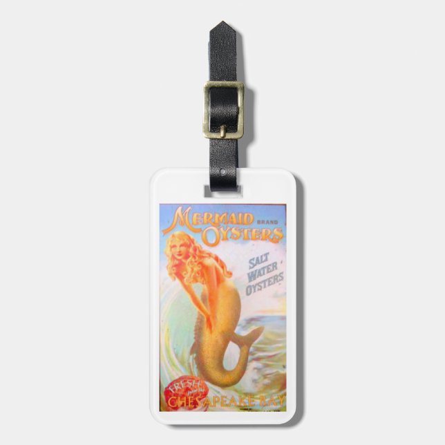 golden haired mermaid luggage tag (Front Vertical)