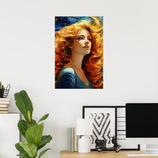 Golden Haired Woman Wall Art Painting Portrait