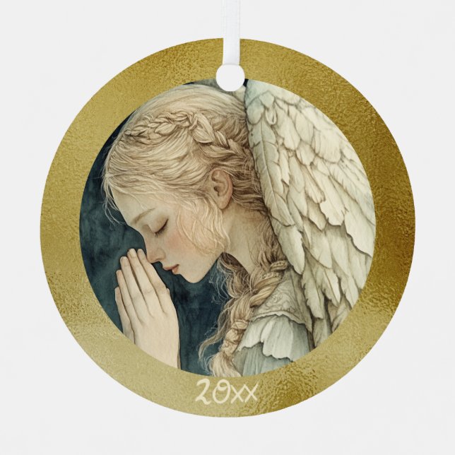 Golden Halo Angel  Beautiful Holiday Gift Metal Tree Decoration (Front)