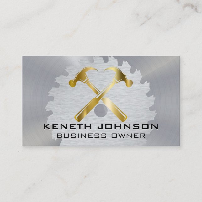 Golden Hammers | Saw | Construction  Business Card (Front)