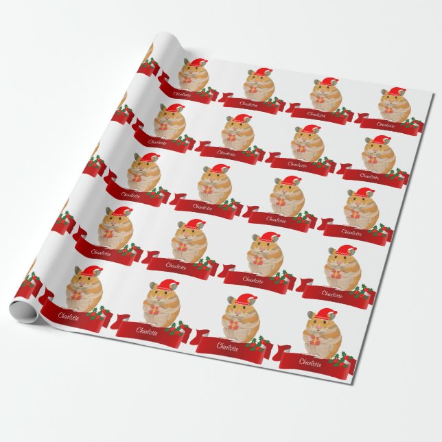  Golden Hamster Christmas    Wrapping Paper (Unrolled)