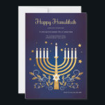 Golden Hanukkah Invitation<br><div class="desc">An elegant Hanukkah invitation with a golden menorah. (Image by Freepik). The card is easy to customise with your wording, font and font colour. Not exactly what you're looking for? All our products can be custom designed to meet your needs at no extra charge. Simply contact us at askcottonlamb@gmail.com. Coordinating...</div>