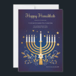 Golden Hanukkah Invitation<br><div class="desc">An elegant Hanukkah invitation with a golden menorah. (Image by Freepik). The card is easy to customise with your wording, font and font colour. Not exactly what you're looking for? All our products can be custom designed to meet your needs at no extra charge. Simply contact us at askcottonlamb@gmail.com. Coordinating...</div>