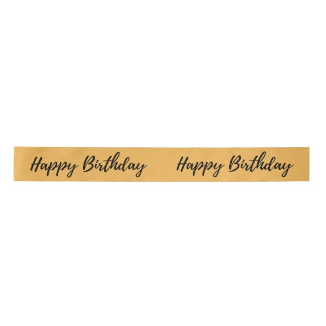 Golden ''Happy Birthday'' Printed Ribbon Roll Satin Ribbon (Front)