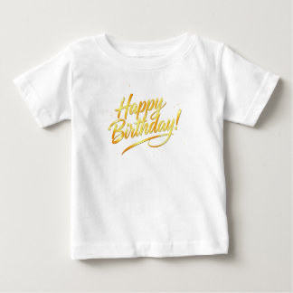 Golden Happy Birthday Typography Baby T-Shirt