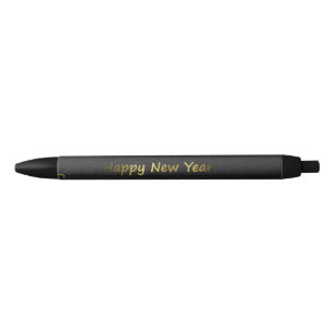 golden happy new year black ink pen