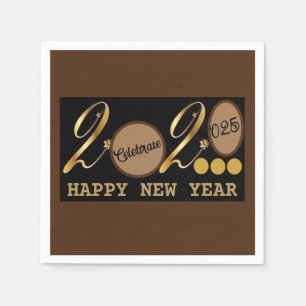 Golden happy new year  napkin