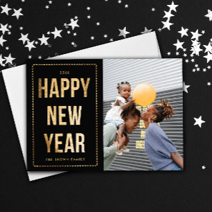 Golden Happy New Year Photo Holiday Card