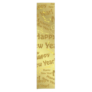 golden happy new years short table runner