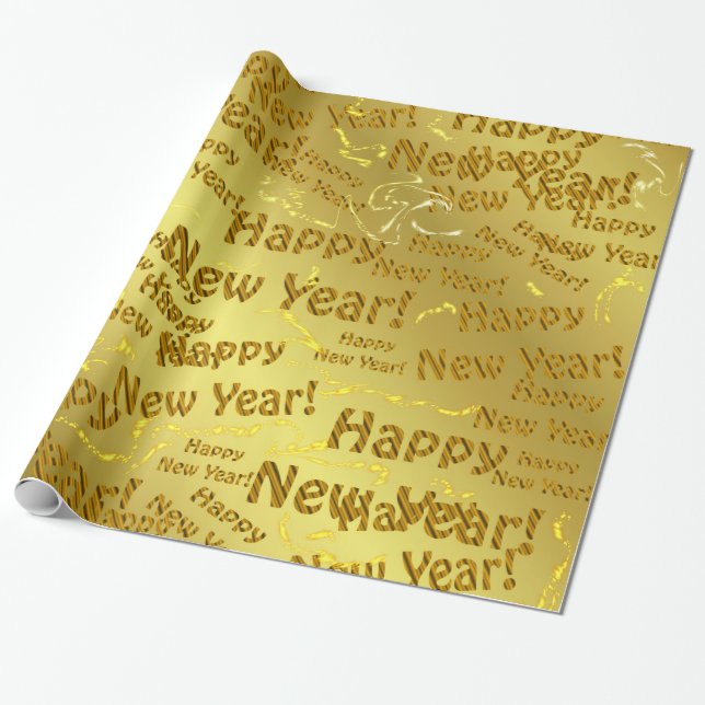 golden happy new years wrapping paper (Unrolled)