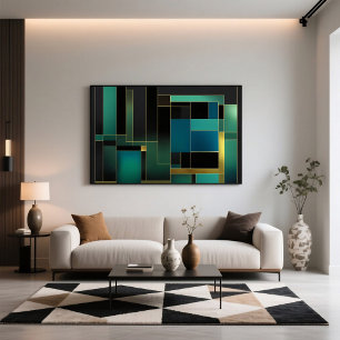 Golden Harmony in Green and Blue Poster