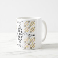 Golden Harmony – Mug Design with Arabesque Pattern