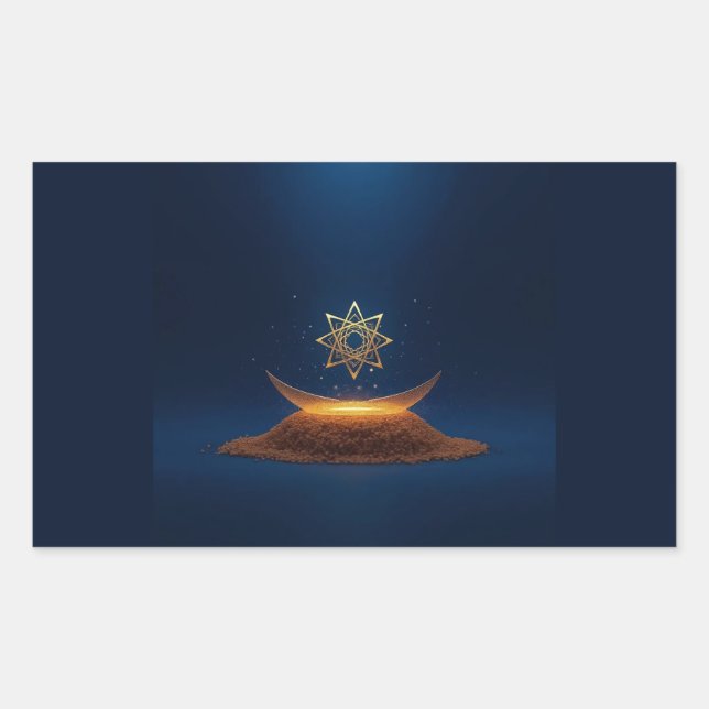 Golden Harmony – Shree Yantra’s Divine Resonance Rectangular Sticker (Front)