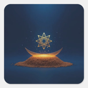 Golden Harmony – Shree Yantra’s Divine Resonance Square Sticker