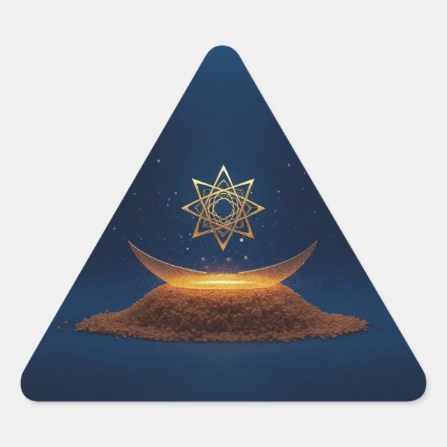 Golden Harmony – Shree Yantra’s Divine Resonance Triangle Sticker (Front)