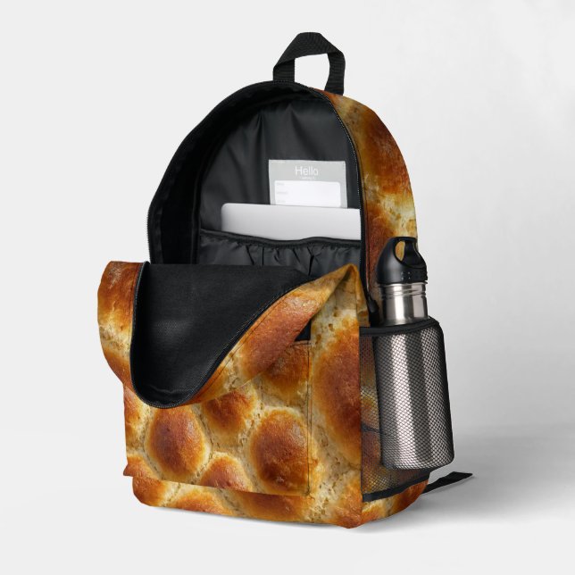  Golden Harmony – Soft & Warm Bread Texture Art Printed Backpack (Back Corner Right (Open))
