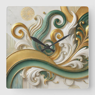 Golden Harmony Swirl – Elegant Abstract Wall Clock