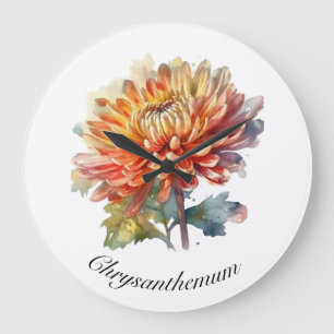 Golden Harvest Chrysanthemum, custom Large Clock