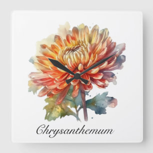 Golden Harvest Chrysanthemum, custom Square Wall Clock
