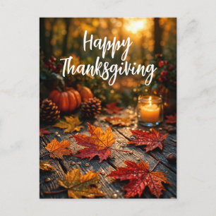 Golden Harvest Glow – Thanksgiving Greeting Holiday Postcard