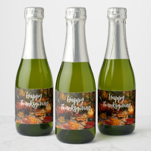 Golden Harvest Glow – Thanksgiving Greeting Sparkling Wine Label
