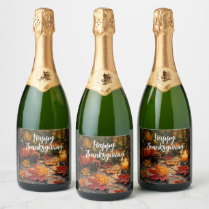 Golden Harvest Glow – Thanksgiving Greeting Sparkling Wine Label
