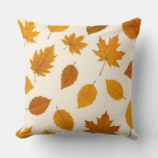 Golden Harvest Leaves | Autumn Throw Pillow