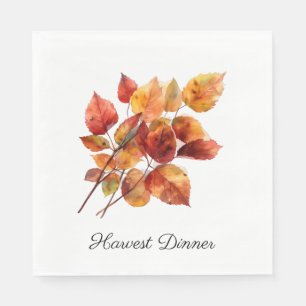 Golden Harvest Leaves: Fall Watercolor, custom Napkin